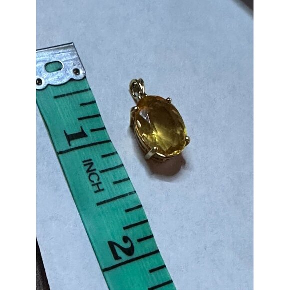 18K Gold Pendant Citrine Gemstone 10 X 15 MM Necklace 2.46 Gr - Picture 7 of 7